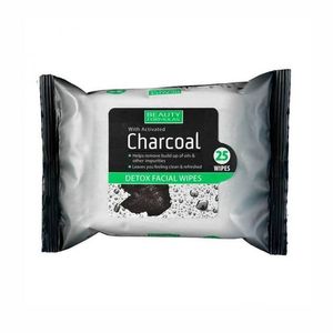 Beauty Formulas Detox Facial Wipes with Activated Charcoal 25 Wipes